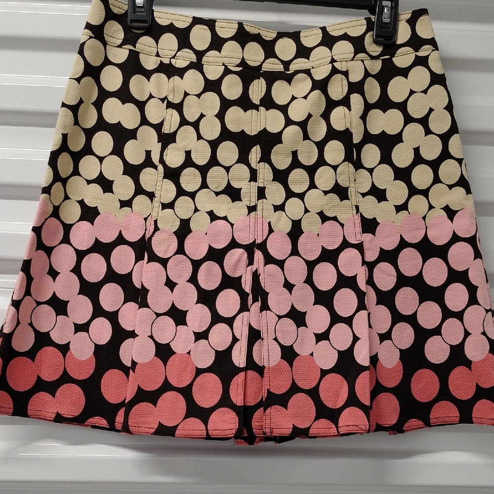 Y2K 90's POLKA-DOT OMBRE FUN  PLEATED CHOCOLATE BROWN A-LINE SKIRT SZ 6 By INC